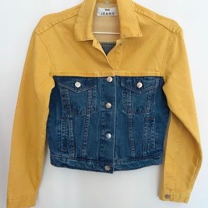 Tach Clothing Franz Yellow & Blue Denim Jean Jacket / Size S / NWOT
